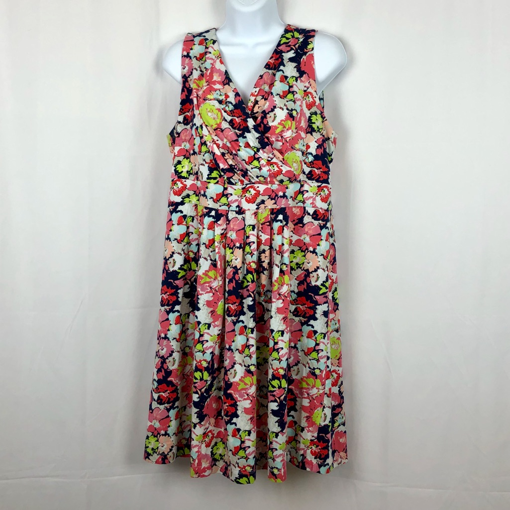 Lands’end Sleeveless Floral Knit Dress Xlp Xs